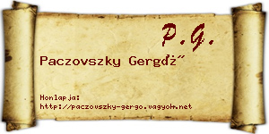 Paczovszky Gergő névjegykártya